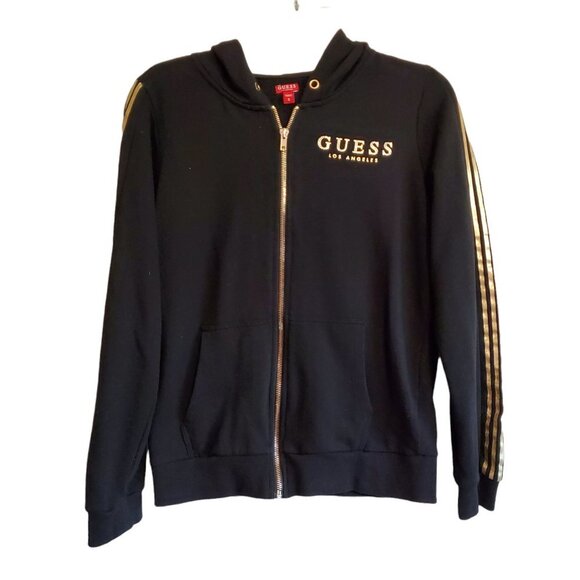 Retro Guess Los Angeles Zip Up Hoodie Sweatshirt with Gold Lettering - Picture 1 of 13